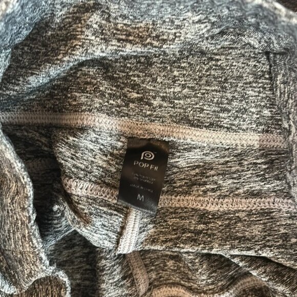 POPFOT WOMEN LEGGINGS ACTIVEWEAR GRAY WITH BLACK MESH STRIPES SIZE MEDIUM - Picture 8 of 8